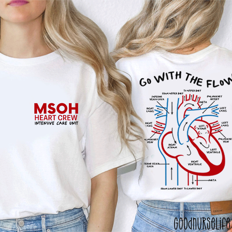 Personalized Cardiac Flow Diagram Nurse Two Sided T-Shirt