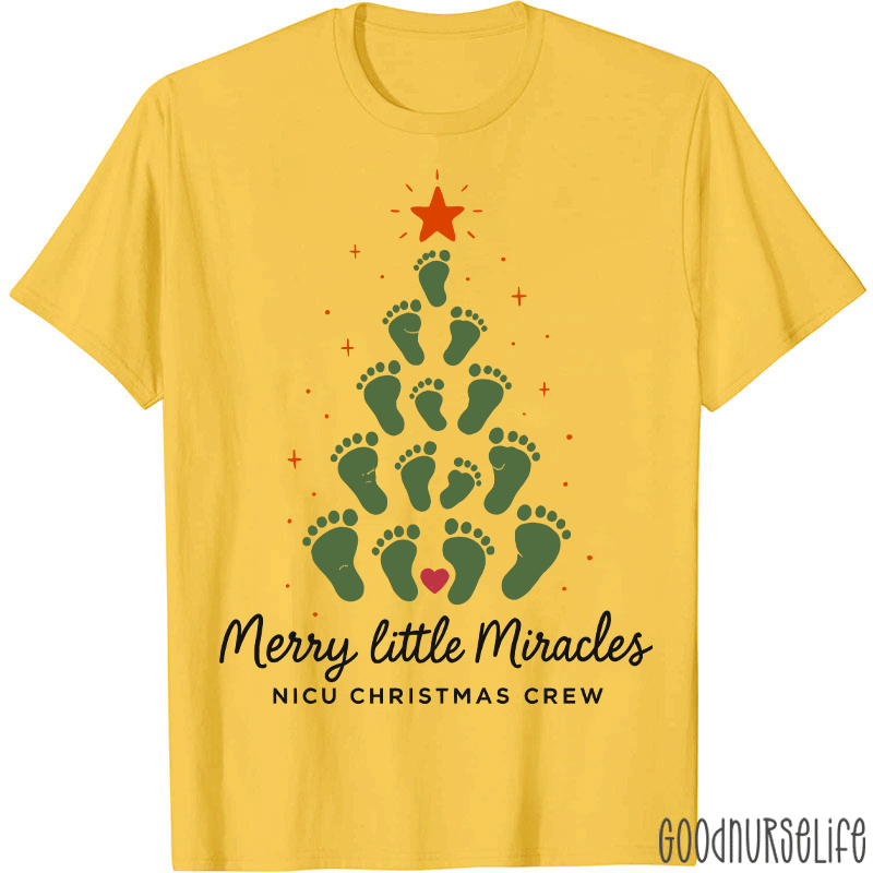 Merry Little Miracles Nicu Christmas Crew T-Shirt