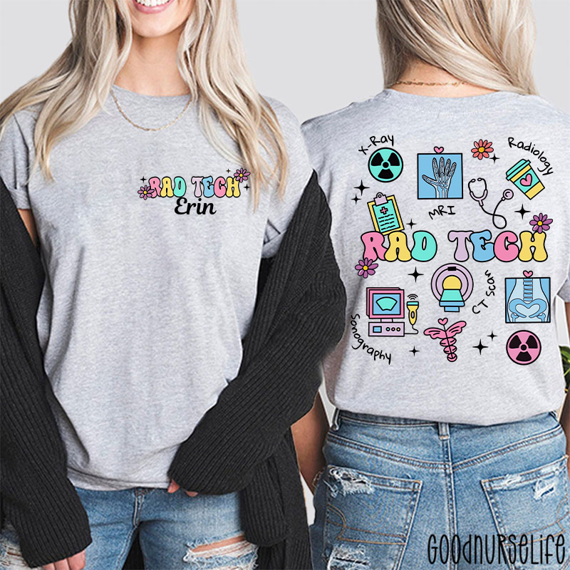 Personalized Radiology Tech Icon Radiology Two Sided T-Shirt
