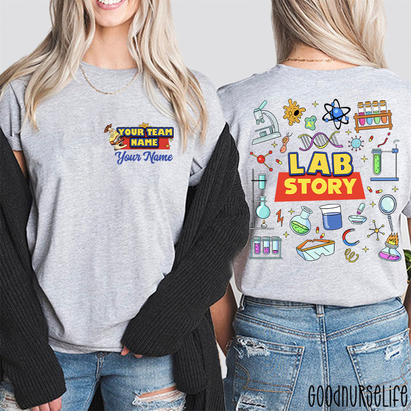 Personalized Name LAB Story Laboratory Stuffs Two Sided T-Shirt