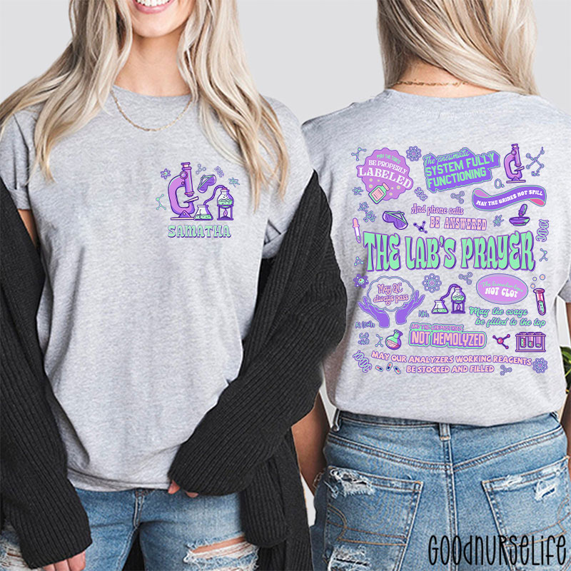 Personalized Name The Lab's Prayer Lab Tech Two Sided T-Shirt