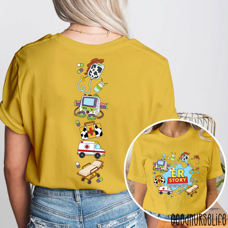 Medical Doodle Front And Back Nurse Two Sided T-Shirt