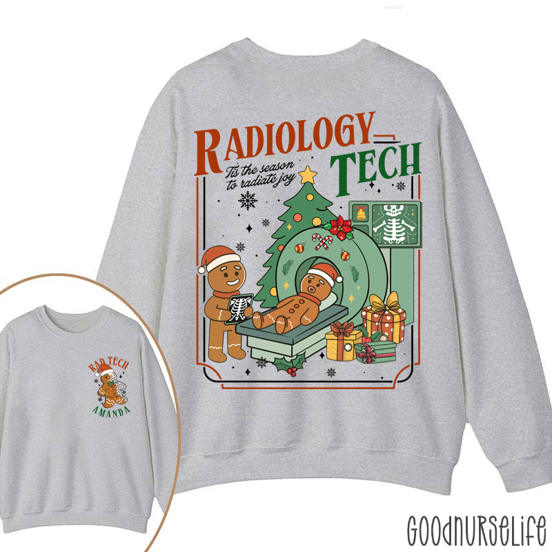 Personalized Radiology Tech Tis The Season To Radiate Joy Gingerbread Two Sided Sweatshirt