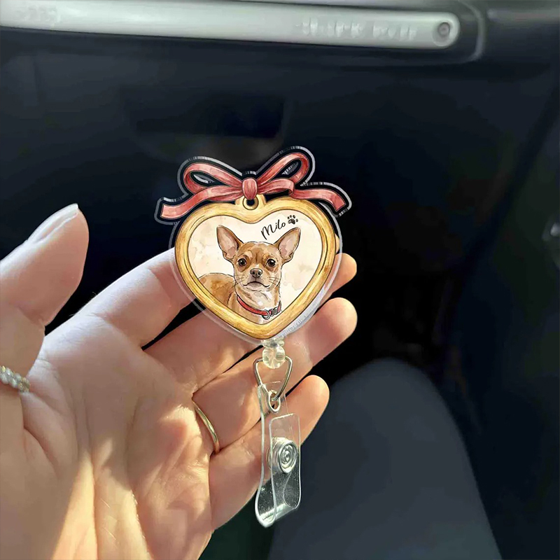 Personalized Pet Portrait Oil Painting Nurse Badge Reel
