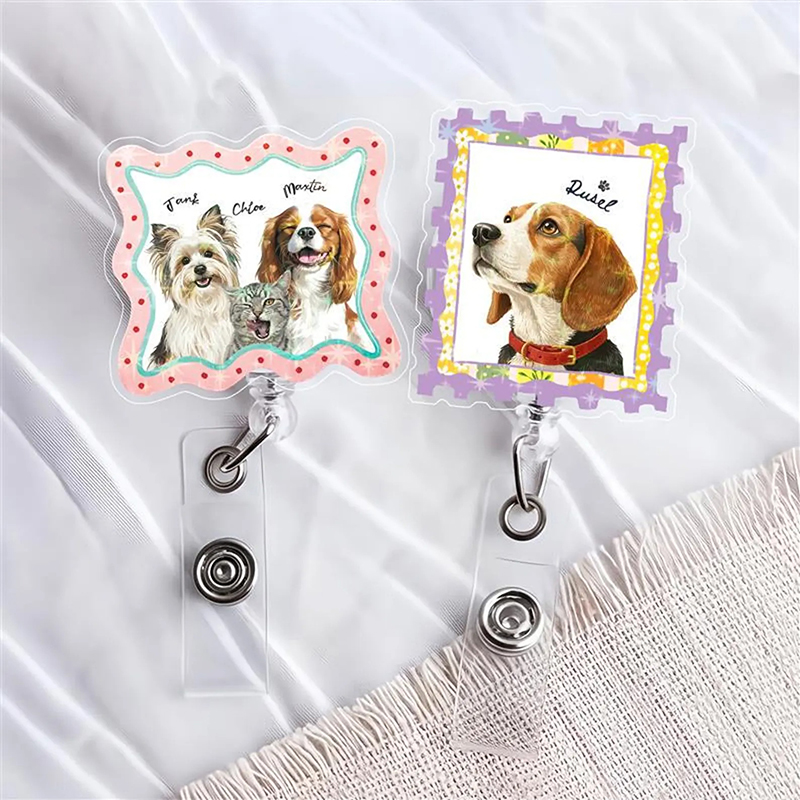 Personalized Perppy Dog And Cat Photo Nurse Badge Reel