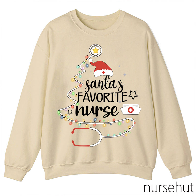 Santa's Favorite Nurse Colored Lights Nurse Sweatshirt