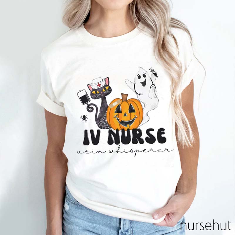 Cat Ghost Pumkin Nurse T-Shirt