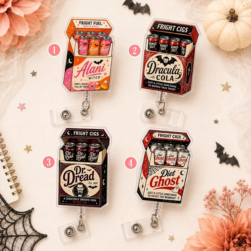 Personalized Funny Soda Halloween Badge Reel