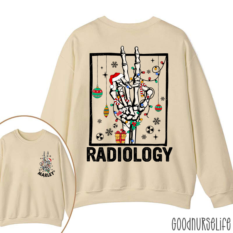 Personalized Name Radiology Skeleton Hand Two Sided Sweatshirt
