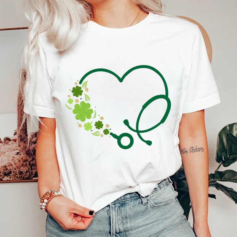 St Patrick's Day Heart Stethoscope Nurse T-Shirt