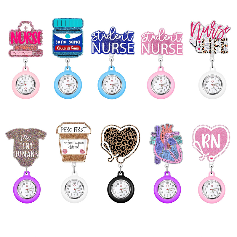 Clock Glitter Acrylic Badge Reel