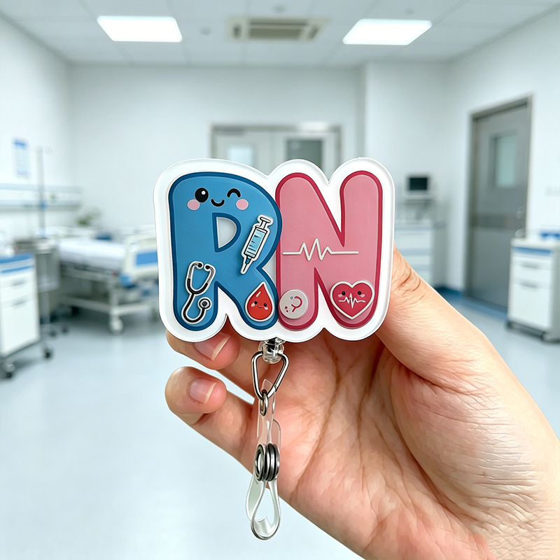 RN Nurse Shaker Badge Reel