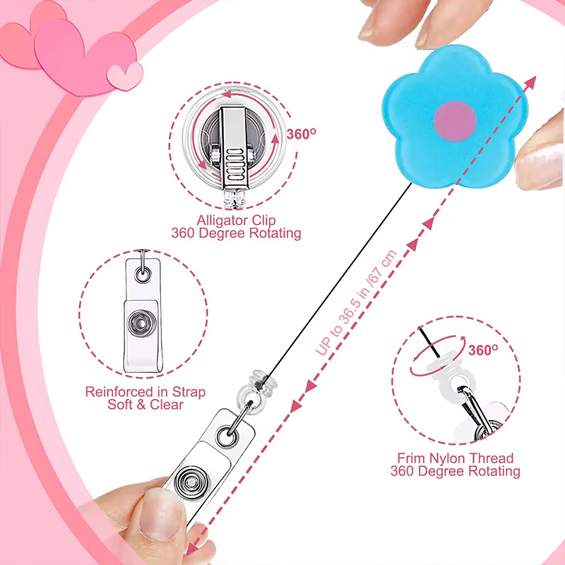 Flower Light Up Pen Set Nurse Badge Reel