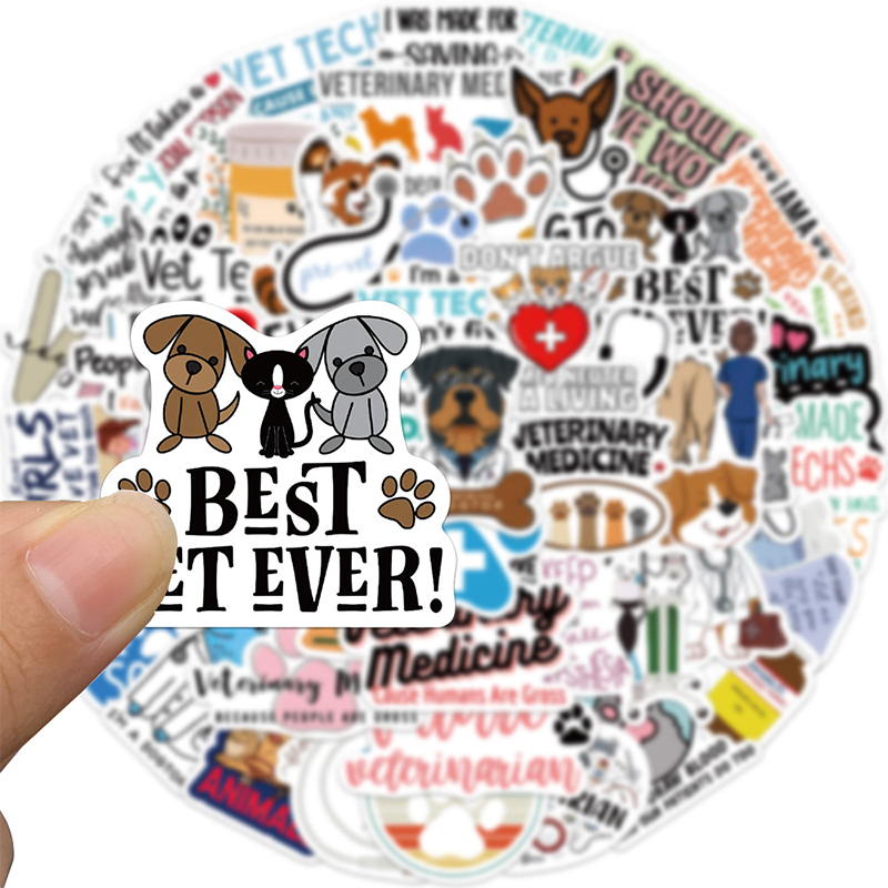 50PCS Cartoon Veterinarian Doodle Nurse Stickers