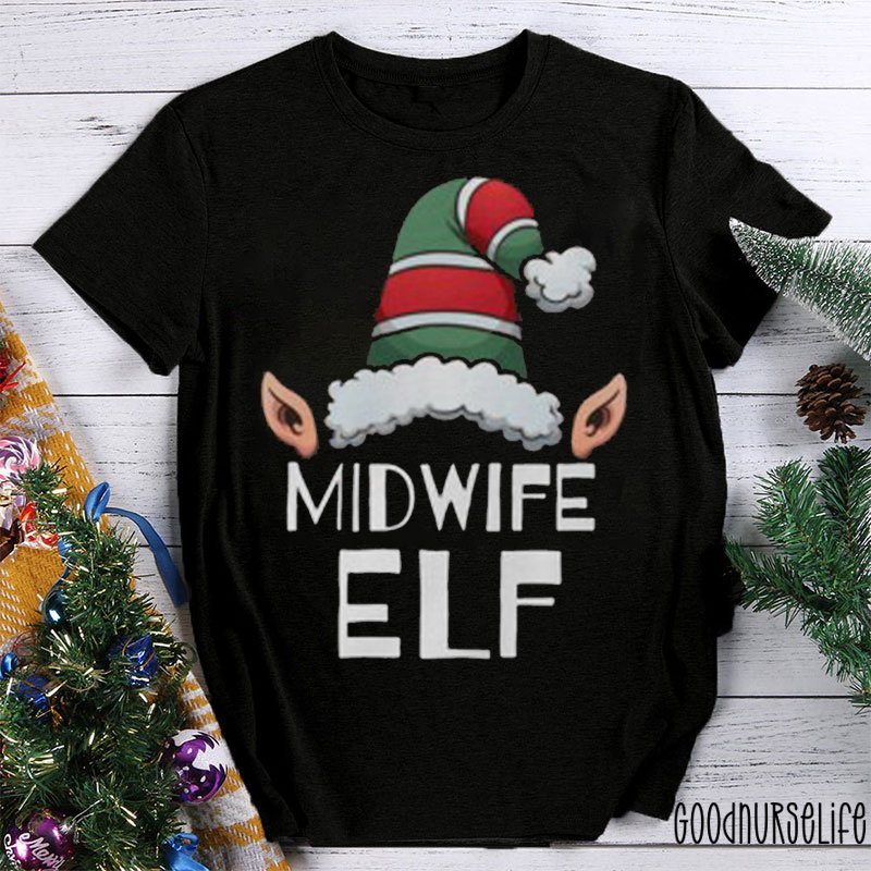 Personalized Midwife Elf Nurse Christmas T-Shirt