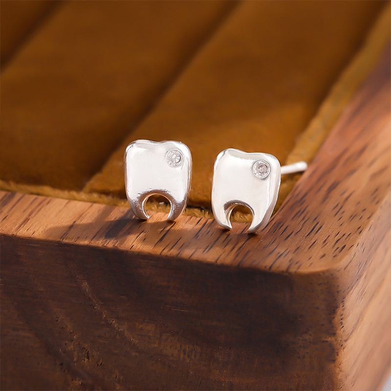 Diamond Teeth Dental Mental Earrings