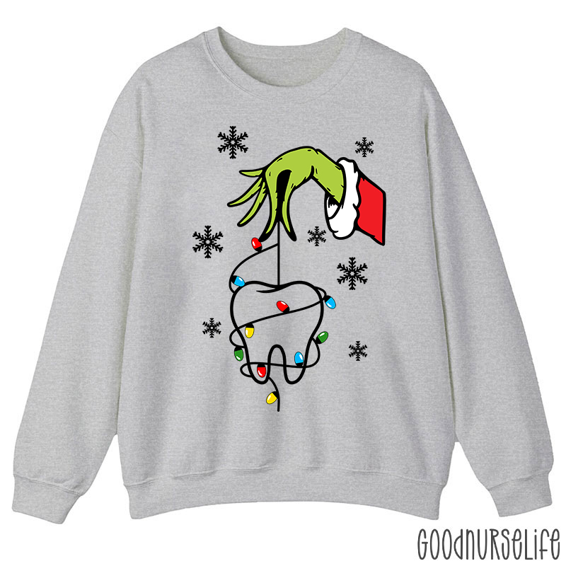 Santa Hand Holding A Tooth Take Care Of Your Teeth Sweatshirt