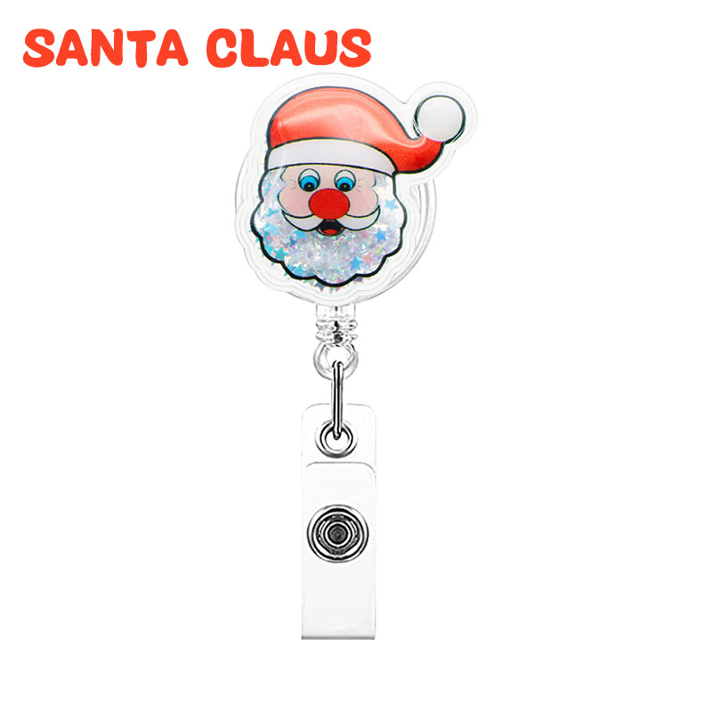 PVC Hollow Quicksand Cute Santa Claus Nurse Badge Reel