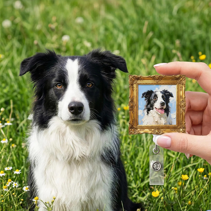 Personalized Pet Vintage Oil Painting Nurse Badge Reel