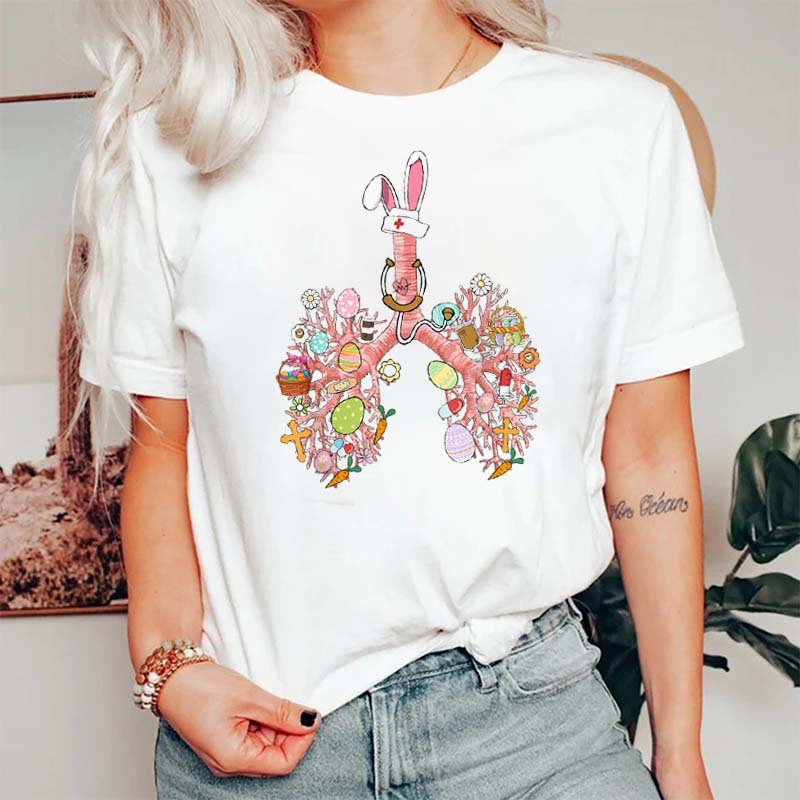Lungs Respiratory Easter Nurse T-Shirt