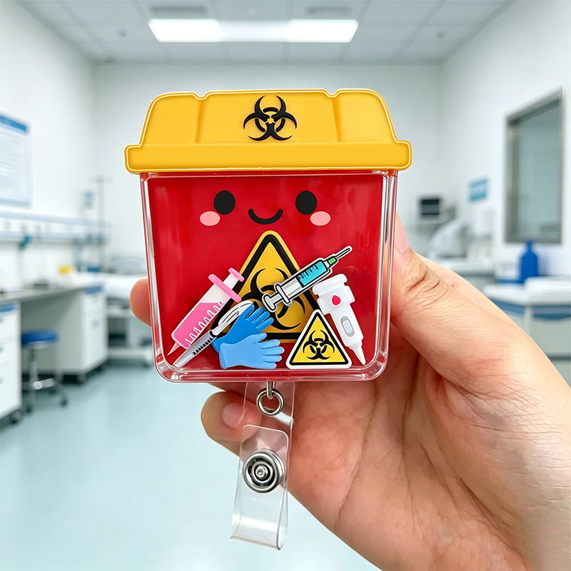 Biohazard Sharps Container Shaker Badge Reel
