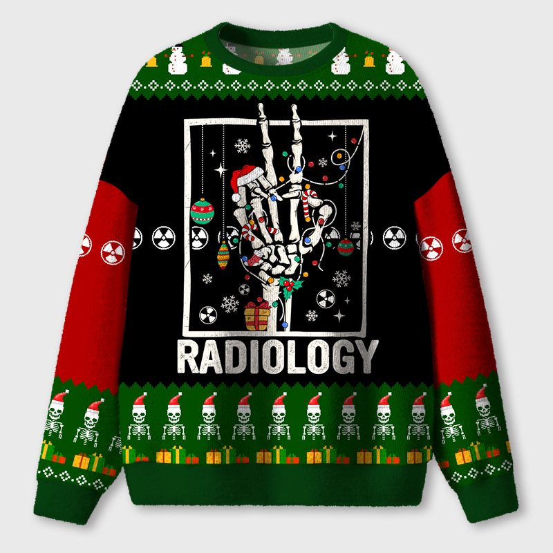 Hand Skeleton Radiology Ugly Fluffy Christmas Sweater