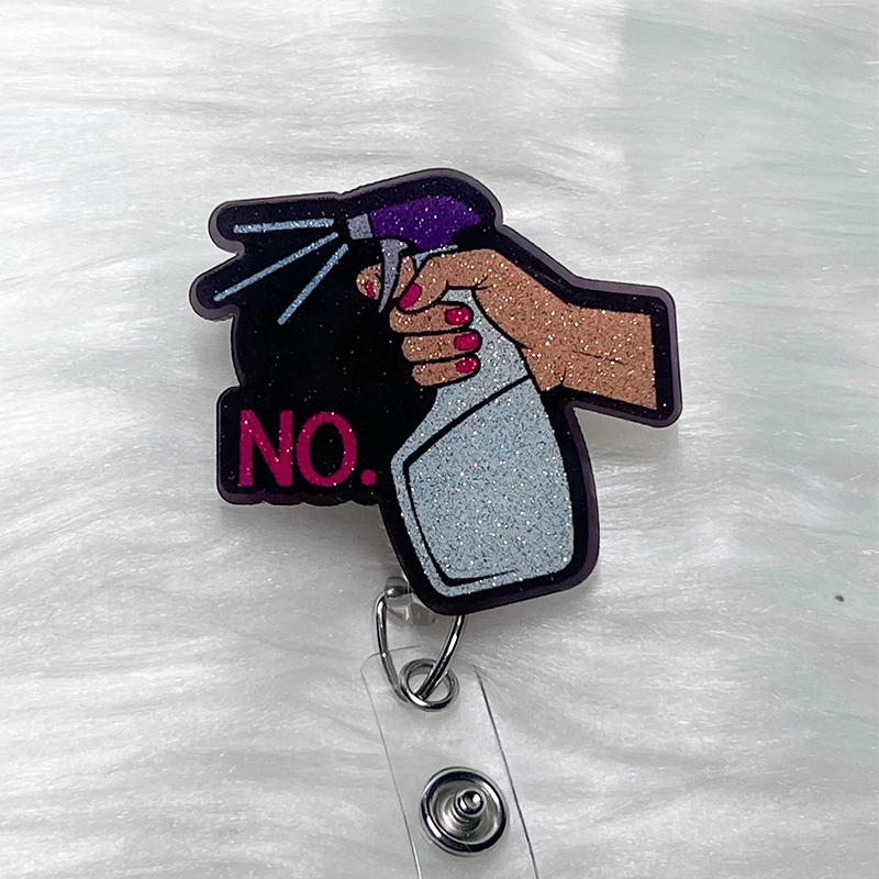 No Funny Spray Bottle Nurse Badge Reel
