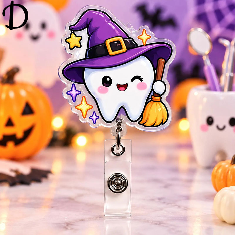 Halloween Vibe Teeth Badge Reel