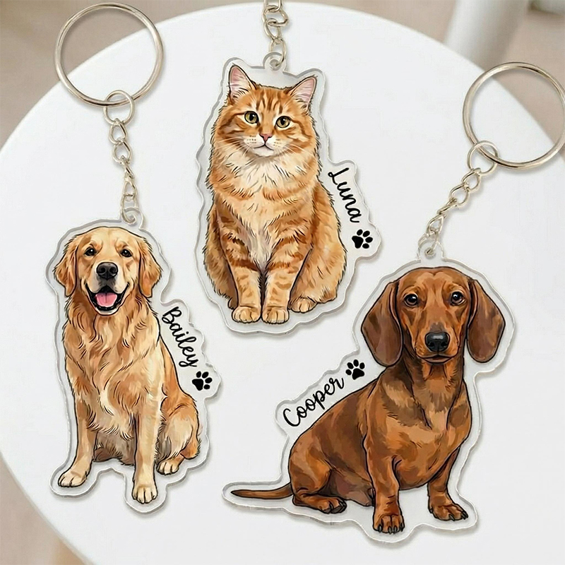 Personalized Watercolor Pet Acrylic Nurse Keychain