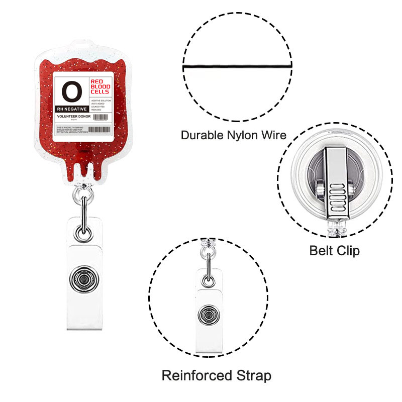 Red Blood Cells Blood Bag Nurse Badge Reel