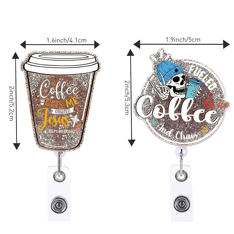 Glitter Acrylic Coffee Nurse Badge Reel