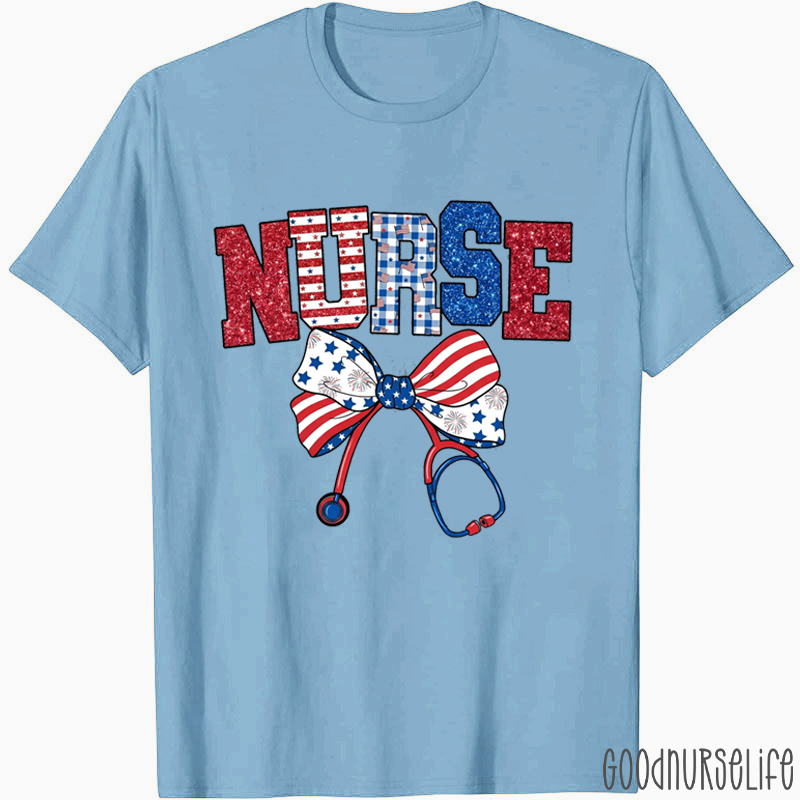 4th Of July Bow Nurse T-Shirt