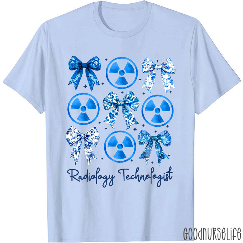 Blue Coquette Bow Radiology Technologist Nurse T-Shirt