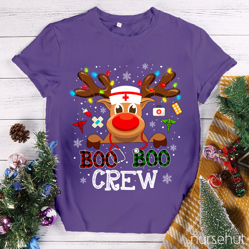 Christmas Reindeer Boo Boo Crew Nurse T-Shirt