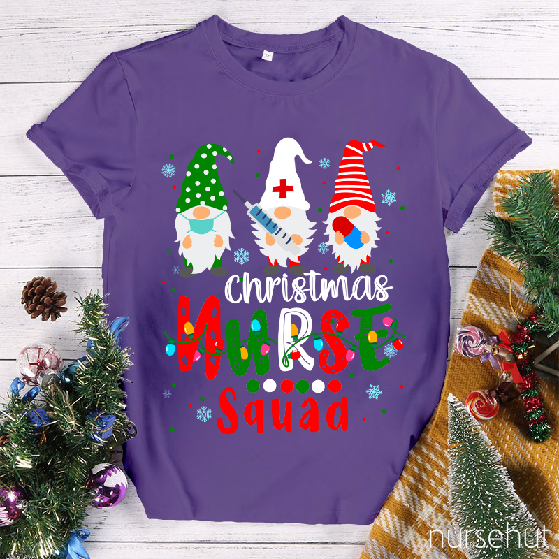 Christmas Gnome Nurse Squad Nurse T-Shirt