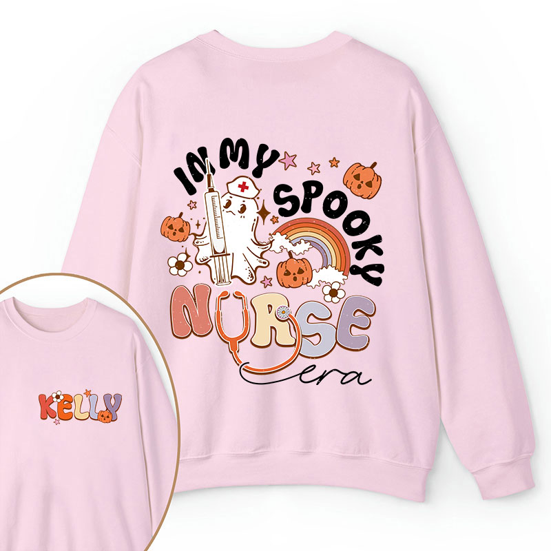 Personalized Name In My Spooky Nurse Era Nurse Two Sided Sweatshirt