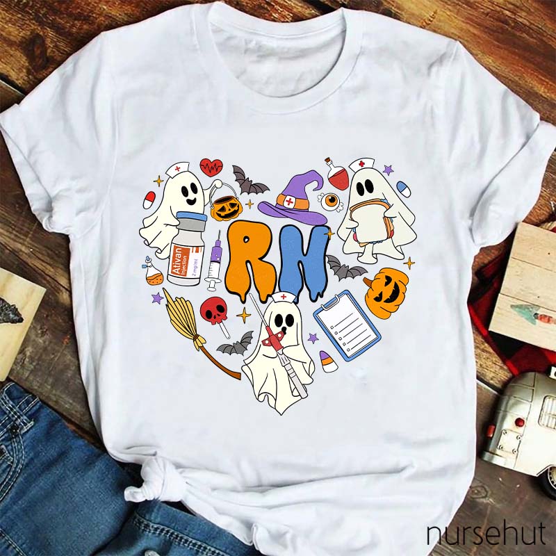 Personalized Pumpkin Soul Skeleton Halloween Nurse T-Shirt