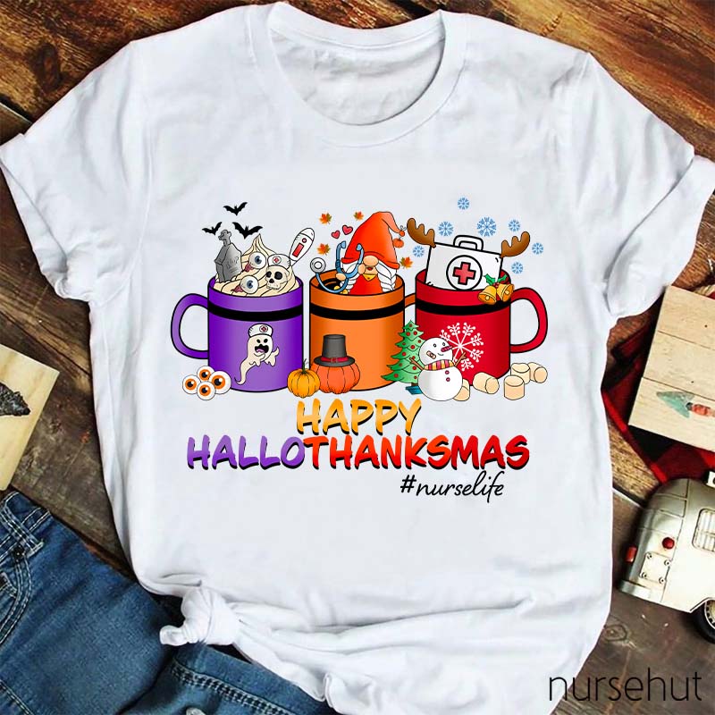 Happy Hallothanksmas Nurse T-Shirt