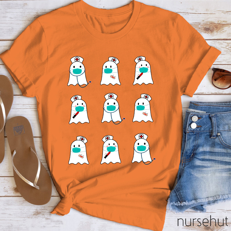Cute Halloween Ghosts Nurse T-Shirt