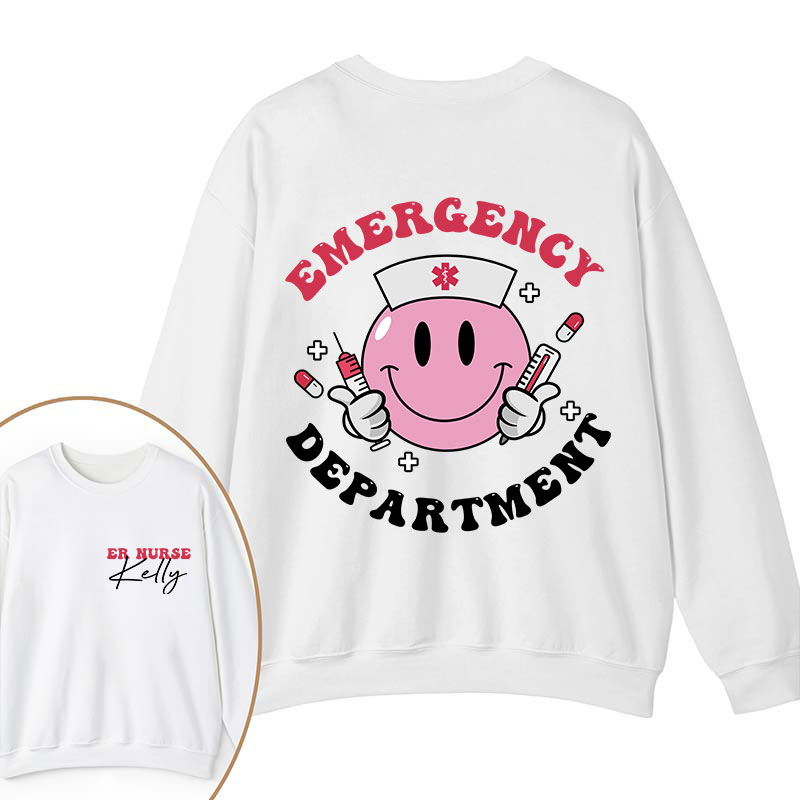 Personalized Emergency Department Nurse Two Sided Sweatshirt