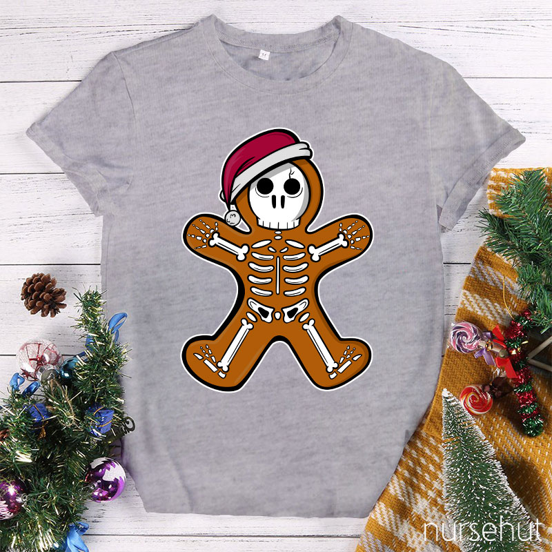 A Skeleton In A Santa Hat Nurse T-Shirt