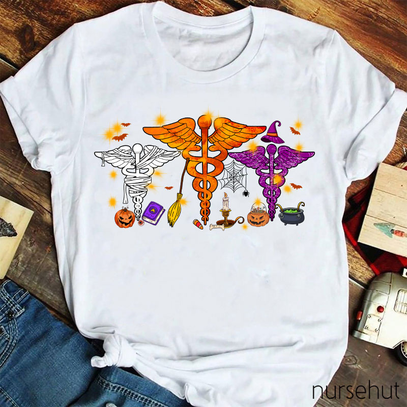 Halloween Rod Of Asclepius Nurse T-Shirt