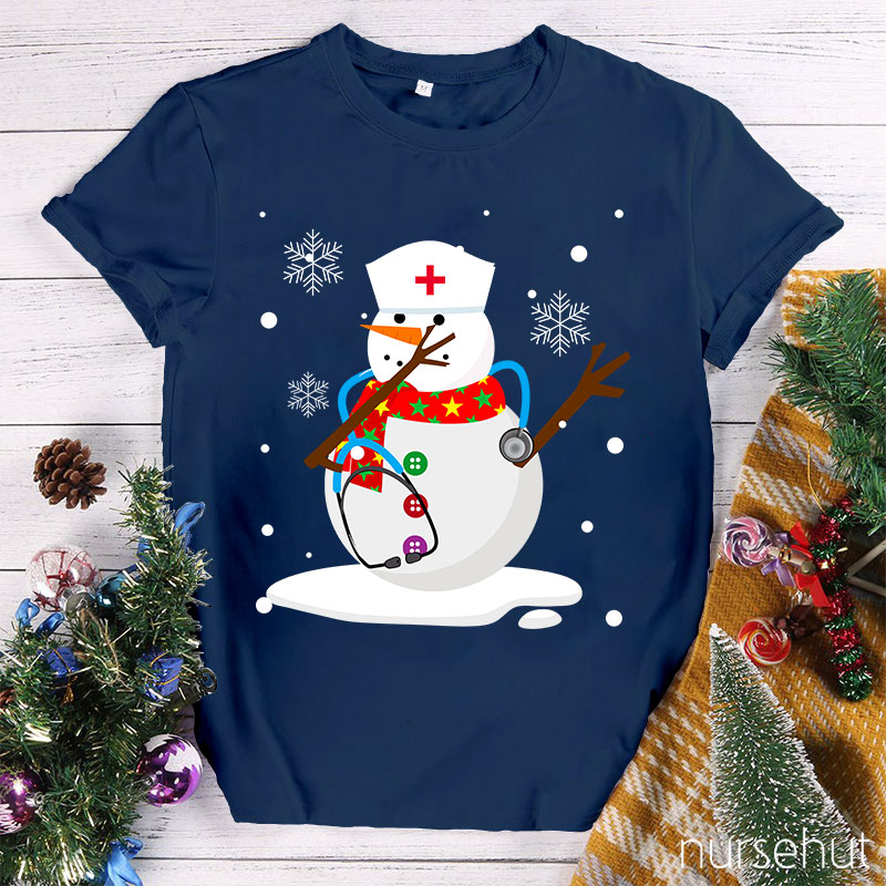 Christmas Snowman Nurse T-Shirt