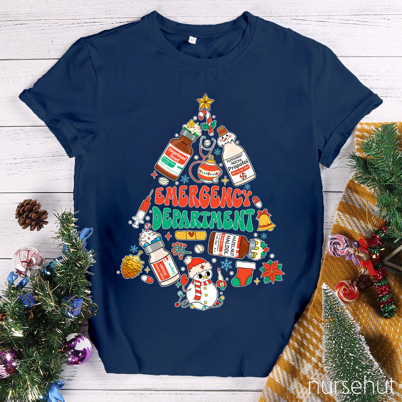 Emergency Department Christmas Tree Nurse T-Shirt