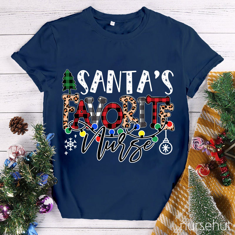 HO HO HO Santa's Favorite Nurse T-Shirt