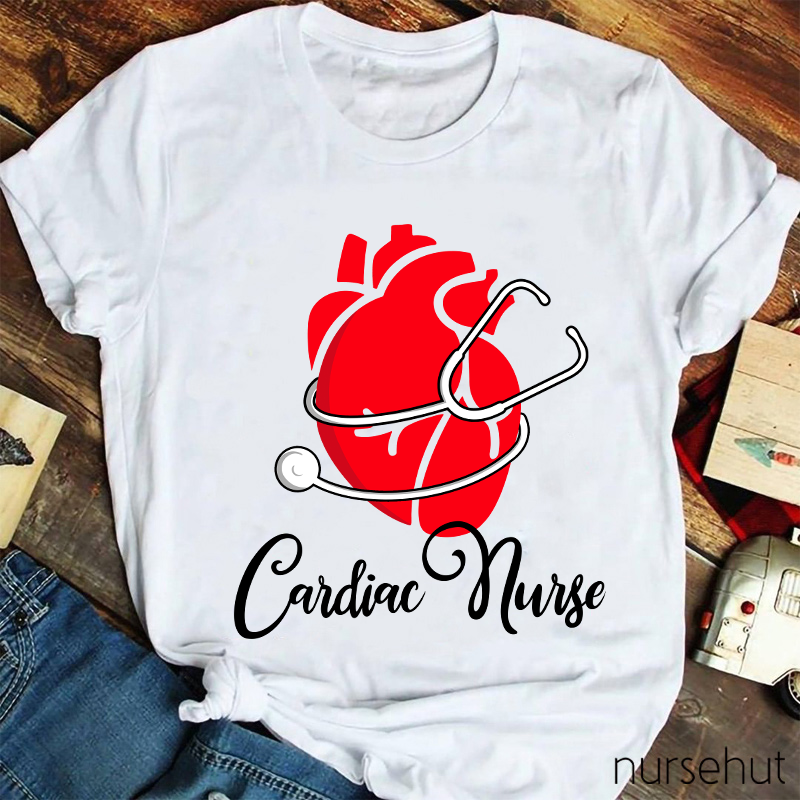 Stethoscope Saround A Red Heart Cardiac Nurse T-Shirt