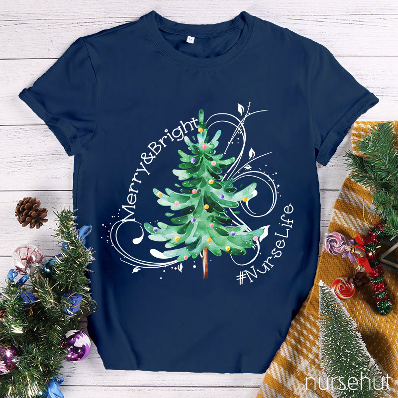 Merry And Bright Nurse T-Shirt