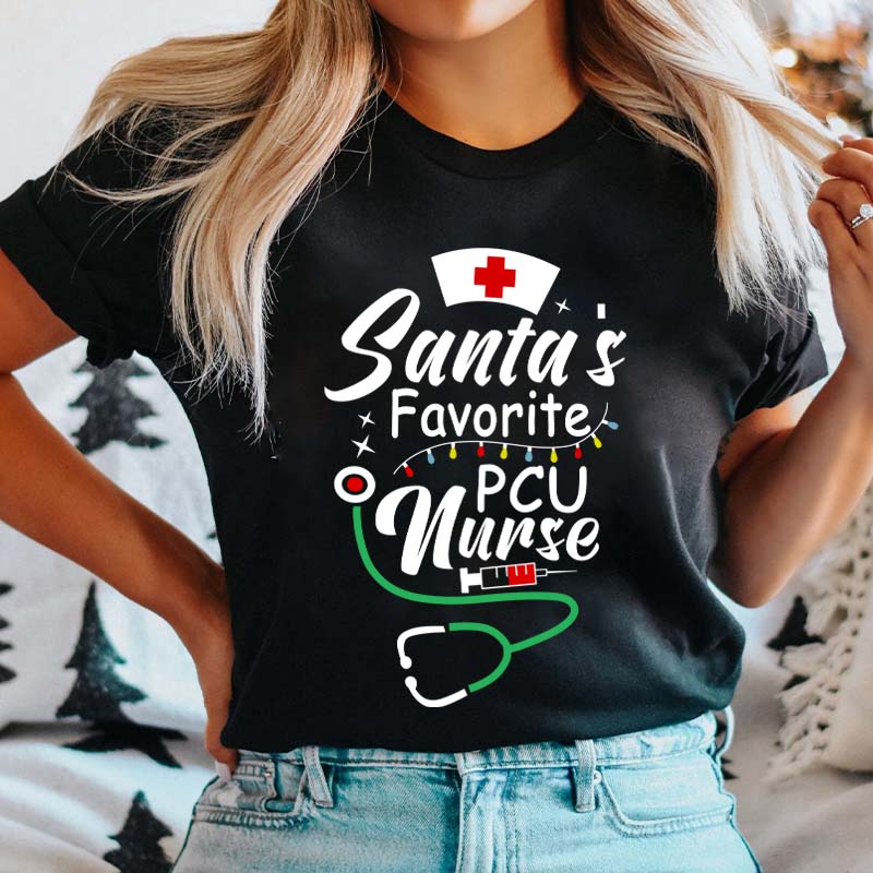 Personalized Santa's Favorite Nurse T-Shirt