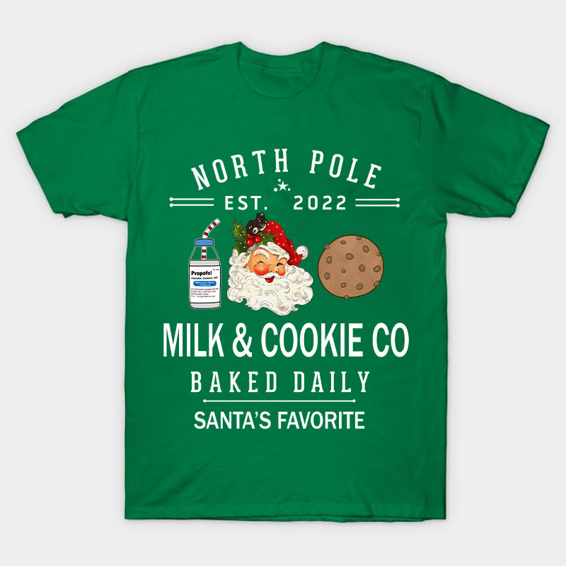 Milk And Cookie Co Santa's Favorite Nurse T-Shirt