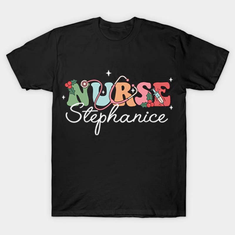 Personalized Name Christmas Crew Nurse T-Shirt